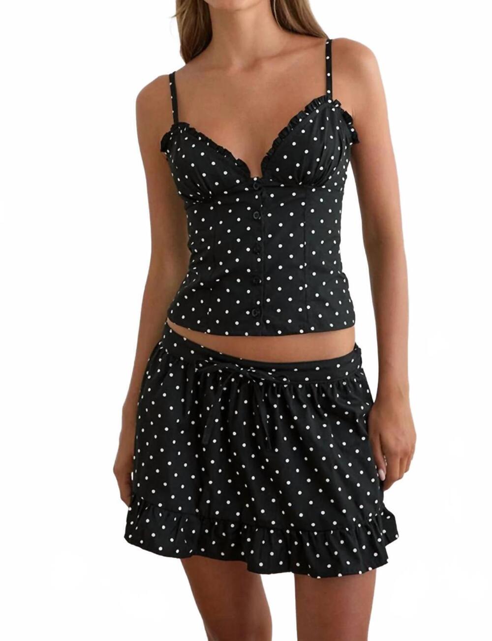 NEW MOTEL ROCKS women's isamu polka dot top in black